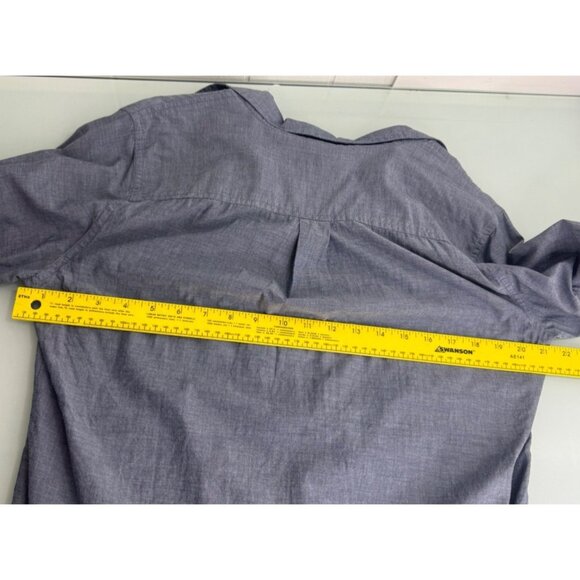 J Crew Women's Tunic Shirt Medium M Chambray Lightweight Tab Roll Up Popover - Picture 7 of 10